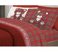 Set Completo Lenzuola In 100% Cotone Linea Pensieri Delicati Orsetto Tartan