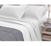 Set Completo Lenzuola In 100% Raso Di Cotone Rigato In Tinta Unita