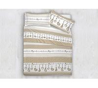 Set Completo Lenzuola in Morbida Flanella Varie Fantasie OB Inverno Natale Cuori Piazza E Mezza Dream Beige