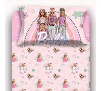 Set Completo Lenzuola Singolo 1 Piazza 100% Cotone BARBIE Rosa Bambole