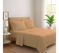 Set Completo Letto Lenzuola in 100% Cotone Tinta Unita Made in Italy Anallergico Completo di Angoli e Federe PaulWilliams (Sabbia, Una piazza e mezzo)