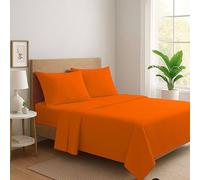 Set Completo Letto Lenzuola in 100% Cotone Tinta Unita Made in Italy Anallergico Completo di Angoli e Federe PaulWilliams (Arancione, Matrimoniale)