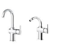 SET COMPLETO MISCELATORI LAVABO E BIDET ELLY CURVO CROMATO MADE IN ITALY