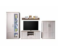 Set Completo Parete attrezzata Romance per Soggiorno, Simil larice Siberiano/Rovere San Remo, Elegante Parete in Stile Rustico, 329 x 201 x 50 cm (Larghezza x Altezza x profondità)