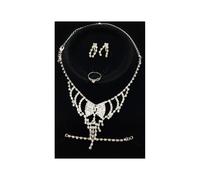SET COMPLETO PARURE COLLANA FIOCCO ORECCHINI BRACCIALE ANELLO STRASS BIGIOTTERIA