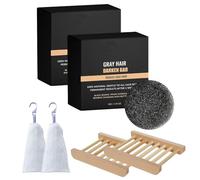 Set Completo per Cura Naturale dei Capelli Neri - Saponetta Nourishing con Portasapone in Bambù e Spugna di Luffa per Donne e Uomini, Saponette per Capelli con Ginseng e Sesamo Nero(Black2Pcs)