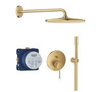 set completo per doccia Grohe Essence con soffione Rainshower 310 Mono Round, colore oro spazzolato - COLOR223STM