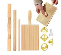 Set completo per la preparazione della pasta, tagliere in legno e mattarello filettato, 8 pezzi, accessori per la preparazione della pasta, stampo per ravioli e ravioli, set completo per cene italiane