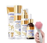 Set Completo per la Routine Quotidiana di Cura della Pelle - Detergente, Tonico, Crema Idratante, Siero & Spazzola per la Pulizia del Viso
