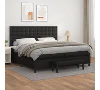 Set completo per letto a molle, nero, 200 x 200 cm, in similpelle imbottita, con 2 materassi e topper, testiera regolabile in altezza per mobili di lusso camera da letto.