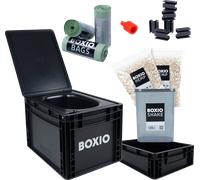 Set completo per toilette a separazione boxio toilet max plus composto da toilette / solo-up / tappo di chiusura / 2 lettiere in canapa / 3 sacchetti / shake / 6 clip