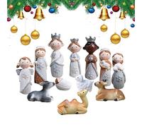 Set Completo Presepe di Natale - Statuetta Religiosa Della Sacra Famiglia In Resina Per Il Presepe | Statua Artigianale in Resina per Scena della Natività da Interni,Per Tavolo Scrivania Scaffale Libr