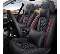Set Completo Protezioni Sedili Auto per Bora, Coprisedili Anteriori E Posteriori Lavabile Protezione Sedile 5 Posti Protezione, A/Black-Red-A/Luxury