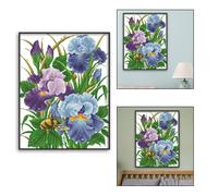 Set Completo Punto Croce Contato Disegno Fiori Iris Messaggero di Buone Notizie