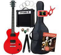 Set Completo Rocktile Single Cut Pack Power Chitarra Elettrica Rossa (Amplificatore, Accordatore, Custodia, Cavo, Tracolla, Plettro, Corde di Ricambio e Scuola con CD/DVD)