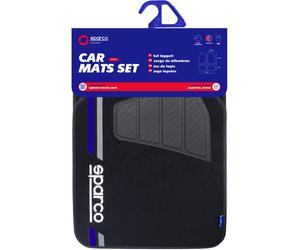 SET COMPLETO SPC19 TAPPETINI AUTO UNIVERSALI IN MOQUETTE NERO/BLU POLIESTERE