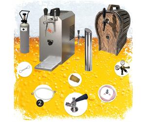Set completo - Spillatore birra - JET 30, dispenser birra, sottobanco, macchina per birra 1-linea, 35 litri/h - raffreddatore a flusso con botti in legno Type G