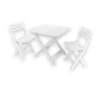 Set completo tavolo e 2 sedie pieghevoli da campeggio in resina bianca resistente Camping