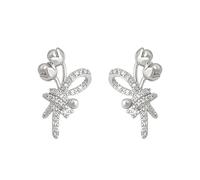 Set Completo Zircone Tulip Orecchio Corda Geometrica Nocciolo Fiore Bud Luce Perla di Lusso Flash Stereo con Diamante Orecchini Dolci Ragazza