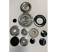 SET componenti piano cottura a gas corona doppia fiamma COMPATIBILI CON SMEG 1 grande 2 medi 1 piccolo kit B5339-13 cod rif882410169-882410165 - 201050817-201050819