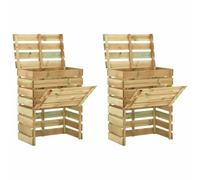 Set compostiera da giardino in legno di pino impregnato, 2 pezzi, 80 x 50 x 100 cm, design a doghe per la circolazione dell'aria, bidone per compost con coperchio aperto per rifiuti organici