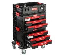 Set composto da 2 cassetti per attrezzi tripli su una piattaforma con ruote + scatola H 76 cm, set modulare, garage officina PRO