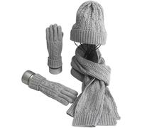 Set composto da cappello, sciarpa e guanti per donna. Sciarpa lunga in maglia morbida e calda da donna, set invernale 3 in 1 in maglia spess