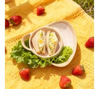Set composto da ciotola e piatto in ceramica beige per zuppa e sandwich, | Set composto da ciotola e piatto in ceramica beige per zuppa e sandwich, con portapane integrato per pasti comodi e ordinati.