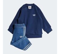 Set composto da felpa con collo rotondo in felpa e pantaloni in denim Blu 9/12 mesi - 71/74 cm Tinta unita