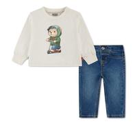 Set composto da maglietta a maniche lunghe e jeans Beige 9 mesi - 71 cm Tinta unita