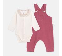 Set composto da salopette e body in felpa, con collo con stampa floreale Blu 6 mesi - 67 cm Tinta unita