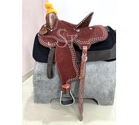 Set composto da sellino in pelle western fatto a mano con testa e redini abbinate, da 25,4 cm a 45,7 cm, marrone, ST-218 (sedile da 38,1 cm)
