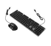 Set composto da tastiera e mouse da gaming neri con filo e retroilluminazione RGB.