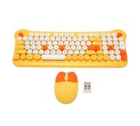 Set composto da tastiera e mouse wireless con un grazioso design a macchina da scrivere retrò, tasti silenziosi, layout a grandezza naturale, mouse