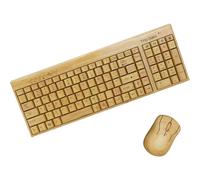 Set composto da tastiera e mouse wireless in bambù, realizzati a mano, con design in legno di bambù naturale, perfetto per giocatori e impiegati