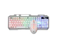 Set composto da tastiera meccanica cablata e mouse T25Luminous a 104 tasti con pannello in metallo e supporto per dispositivi mobili - Compatibile