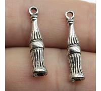 Set Con 2 Pezzi Coca-Cola Coke Mini Bottiglia Ciondoli Charms Argento