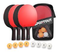 Set con 4 Pagaia da Ping Pong e 8 Palline Professionale Tennis da Tavolo Racket