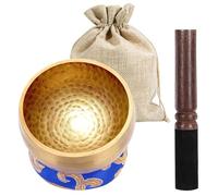 Set con Campana Tibetana 8CM, Campane Tibetane Fatto a Mano con Bastoncini di Legno, Cuscino Della Ciotola Del Suono e Custodia in Tessuto, per Meditazione Yoga Musicoterapia Decorazione Interna
