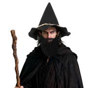 Set con cappello da mago per adulti, con barba finta, in feltro, per Halloween, carnevale, cosplay, feste, colore: nero