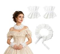 Set con colletto e polsini staccabili, accessorio vintage da clown | Collare girocollo da clown per costume di Halloween e cosplay