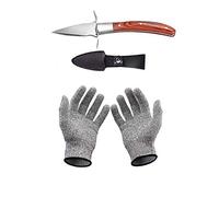 Set con coltello per ostriche e guanti resistenti al taglio, apricostriche, guanti protettivi per conchiglie o formaggi duri. Oyster Knife (cucina, giardinaggio, fai da te) (Marrone, Grande)