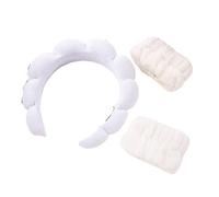 Set con fascia per capelli e asciugamano da polso in spugna per impasto fritto (bianco)