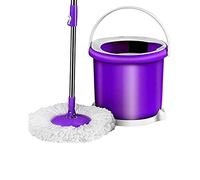 Set con mop rotante e secchio, Secchio monocilindrico viola automatico for scopa rotante, asta telescopica da 110-126 cm