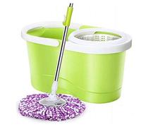 Set con mop rotante e secchio, Set Mocio E Secchio Telescopico Verde Da 2 Pezzi Con Testa Rotante E Cuscinetti In Microfibra