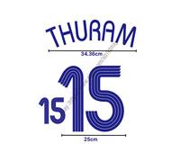 Set con nome France Away Fan Made 2006 - Thuram #15 Soccer Heat Transfer Patch