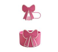 Set con stivaletto in silicone e copertura per cannuccia con fiocco, manica inferiore antiscivolo per tazze da viaggio da 1,18 ml, accessori protettivi riutilizzabili per bottiglie d'acqua, tazze