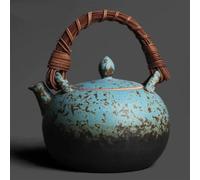 Set Con Teiera Bollitore Per Tè Caffè Con Manico Rattan Nero Oro Graduale Per Fornello Elettrico Fuoco Aperto Ceramica Retrò Gas Naturale Carbone Set Di Teiere(B)