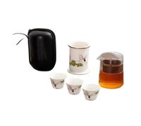 Set Con Teiera Kit Set Da Tè In Porcellana Bianca 1 Pentola 3 Tazze Viaggio Per La Preparazione Del Organizzatore Portatile Boutique Paesaggio Set Da Tè Portatile(Type-B)