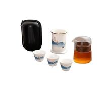 Set Con Teiera Kit Set Da Tè In Porcellana Bianca 1 Pentola 3 Tazze Viaggio Per La Preparazione Del Organizzatore Portatile Boutique Paesaggio Set Da Tè Portatile(Type-C)